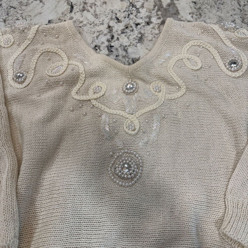 Vintage Chelsea Collection Sweater 2Xl (18-20) 1980s beaded granny‎ core grandma